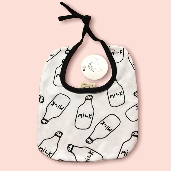 🎉3 For 15$🎉 Nwt Black And White Milk Bib - Picture 1 of 3